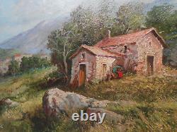 Grand Tableau Ancien Peinture Huile Ecole de Barbizon Provence Alpes DLG XIXeme