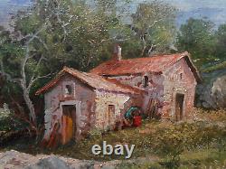 Grand Tableau Ancien Peinture Huile Ecole de Barbizon Provence Alpes DLG XIXeme