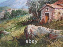 Grand Tableau Ancien Peinture Huile Ecole de Barbizon Provence Alpes DLG XIXeme