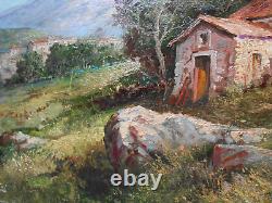 Grand Tableau Ancien Peinture Huile Ecole de Barbizon Provence Alpes DLG XIXeme