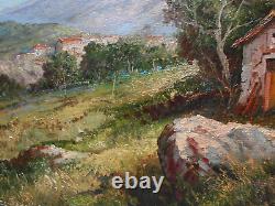 Grand Tableau Ancien Peinture Huile Ecole de Barbizon Provence Alpes DLG XIXeme