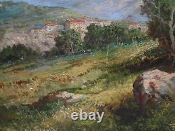 Grand Tableau Ancien Peinture Huile Ecole de Barbizon Provence Alpes DLG XIXeme