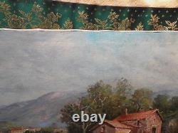 Grand Tableau Ancien Peinture Huile Ecole de Barbizon Provence Alpes DLG XIXeme