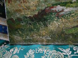 Grand Tableau Ancien Peinture Huile Ecole de Barbizon Provence Alpes DLG XIXeme