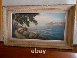 Grand Tableau Ancien Peinture Huile HST Marine Bord de Mer Provence Provencale