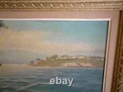 Grand Tableau Ancien Peinture Huile HST Marine Bord de Mer Provence Provencale
