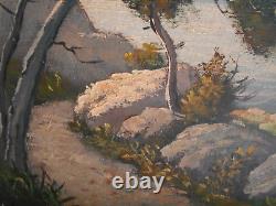 Grand Tableau Ancien Peinture Huile HST Marine Bord de Mer Provence Provencale