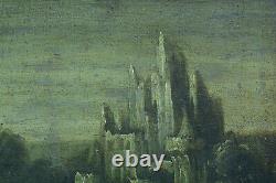 Grand Tableau ancien 17 ème portrait saint François d'Assise I'Italie paysage