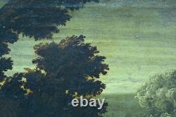 Grand Tableau ancien 17 ème portrait saint François d'Assise I'Italie paysage