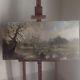 Grand Tableau ancien signé huile toile Paysage Barbizon Landscape Oil Painting