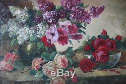 Grand tableau ancien Jetée de roses Jan STEENSEL (XIX)