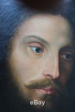 Grand tableau ancien Judas trahi Jésus Anonyme Superbe