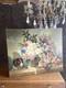 Grand tableau ancien Nature Morte aux fleurs Huile sur toile signée Dubois