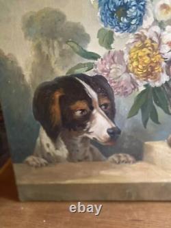 Grand tableau ancien Nature Morte aux fleurs Huile sur toile signée Dubois