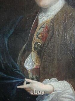 Grand tableau ancien Portrait d'homme Huile sur toile -Ecole du XVIIIe