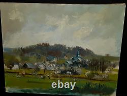 Grand tableau ancien SCHASSER Signé HST circa 1982 Bon état 81 X 65 CM