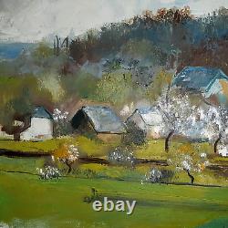 Grand tableau ancien SCHASSER Signé HST circa 1982 Bon état 81 X 65 CM