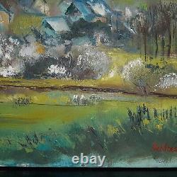 Grand tableau ancien SCHASSER Signé HST circa 1982 Bon état 81 X 65 CM