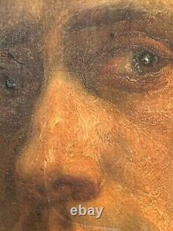 Grand tableau ancien huile portrait. Eugène Goyet. 1798-1857