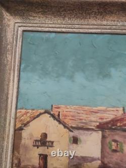 Grand tableau ancien huile sur toile FR LENDAL marine avec personnage