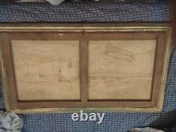 Grand tableau ancien huile sur toile FR LENDAL marine avec personnage