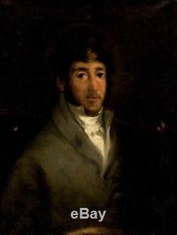 Grand tableau ancien portrait de jeune homme école espagnole Goya