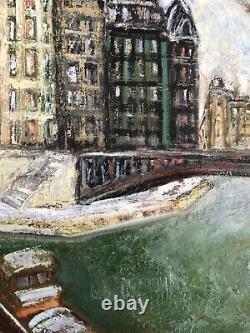 Grand tableau de Jean Vinay l'ancien pont de l'île Saint Louis Ecole de Paris