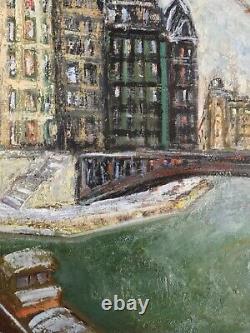 Grand tableau de Jean Vinay l'ancien pont de l'île Saint Louis Ecole de Paris