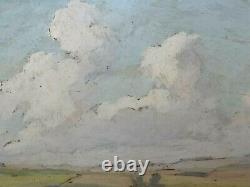 Guillaume Ernest PELLUS (1878-1945) ancien tableau toitures Impressionnisme