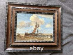 HST TABLEAU ANCIEN MARINE BATEAU XIX eme DRAPEAU HOLLANDE