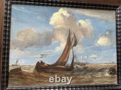 HST TABLEAU ANCIEN MARINE BATEAU XIX eme DRAPEAU HOLLANDE