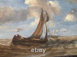 HST TABLEAU ANCIEN MARINE BATEAU XIX eme DRAPEAU HOLLANDE