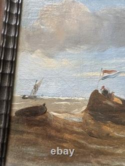 HST TABLEAU ANCIEN MARINE BATEAU XIX eme DRAPEAU HOLLANDE