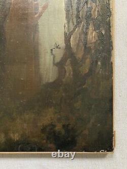 Henri ROYER Symbolisme Tableau Ancien 1891 HsT Christ Forêt Moreau Khnopff Redon