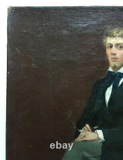 Henry Genois, Tableau ancien signé et daté 1879, Huile sur toile, Portrait, XIXe
