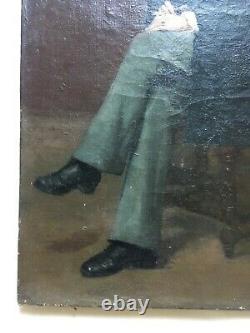 Henry Genois, Tableau ancien signé et daté 1879, Huile sur toile, Portrait, XIXe