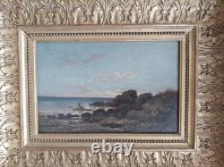 Horace Antoine Fonville Fils, La pêche à pied, tableau ancien signé