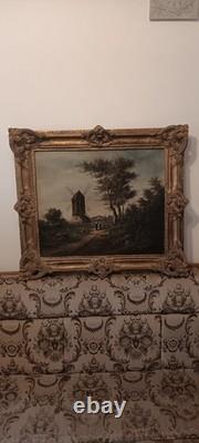 Hst Huile Sur Toile Tableau Ancien Moulin