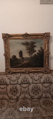 Hst Huile Sur Toile Tableau Ancien Moulin