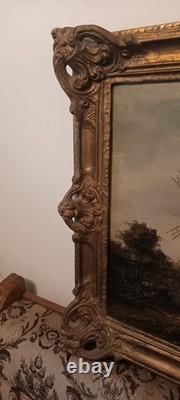 Hst Huile Sur Toile Tableau Ancien Moulin