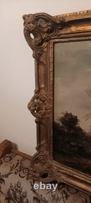 Hst Huile Sur Toile Tableau Ancien Moulin