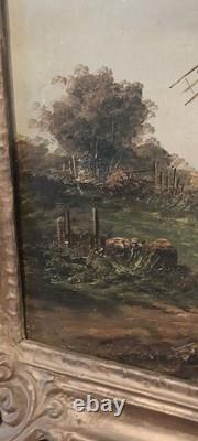 Hst Huile Sur Toile Tableau Ancien Moulin