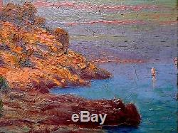 Huile, impressionniste, marine, Morel de TANGUY(1857-1930). Tableau ancien