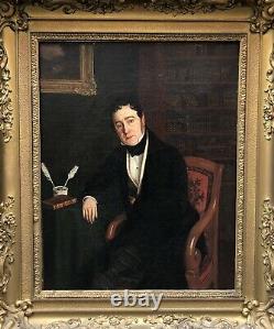 Huile sur Toile Portrait dHomme Dandy Peinture Signée Tableau Ancien XIXème