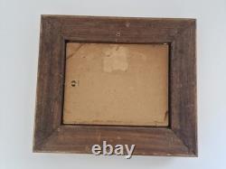 Huile sur carton 2F scène animé de campagne encadré signé tableau ancien