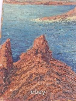 Huile sur carton paysage marin signé HSC Marine signé peinture tableau ancien