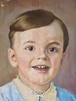 Huile sur carton portrait enfants tableau ancien signé encadré tableau ancien