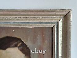 Huile sur carton portrait enfants tableau ancien signé encadré tableau ancien