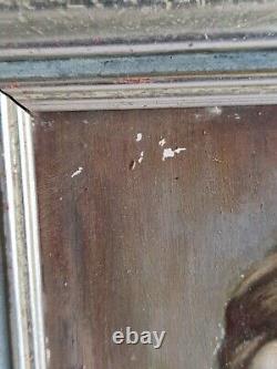 Huile sur carton portrait enfants tableau ancien signé encadré tableau ancien