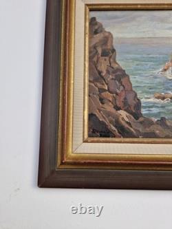Huile sur panneau 1930 paysage marin île de Bréhat signé encadré tableau ancien